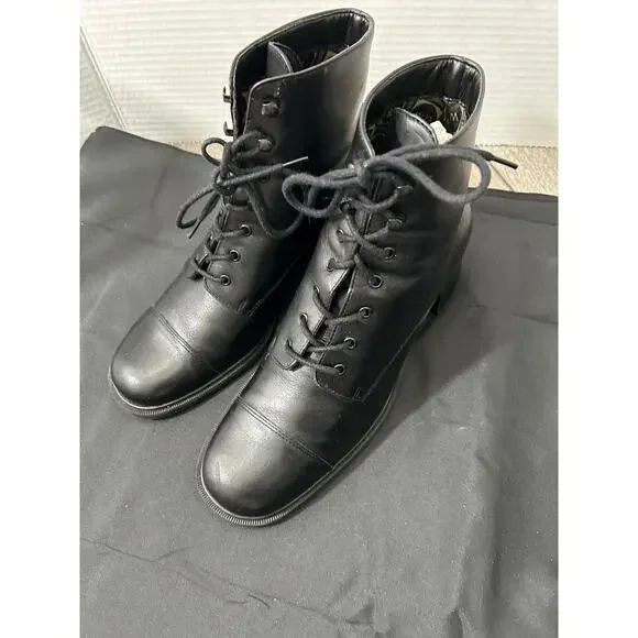 Caressa Lark Leather Boot Vintage black Block heel Size 7 - Picture 7 of 9